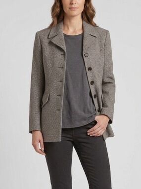 Promod France Vintage Herringbone Wool Blazer Jacket